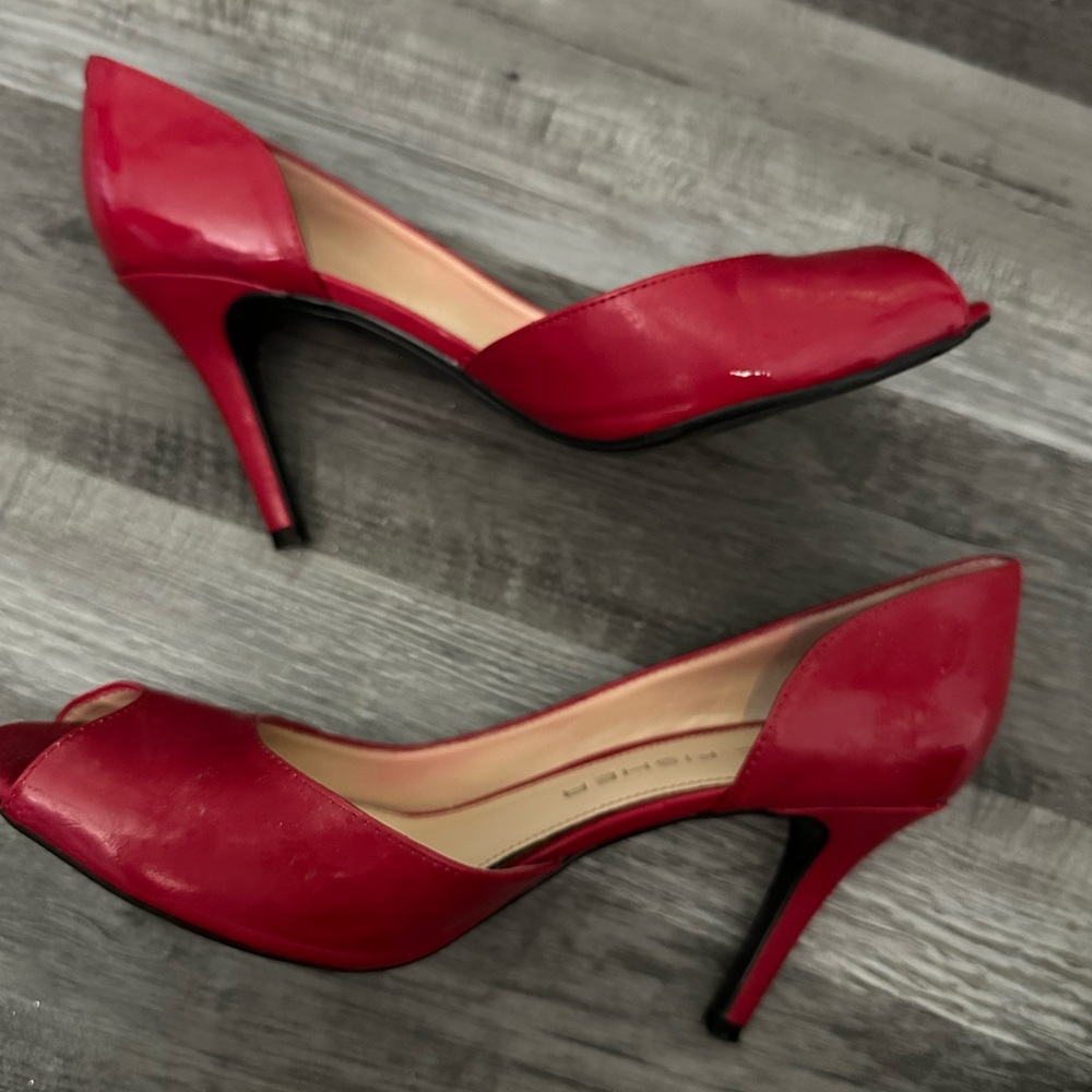 Marc Fisher Vibrant Red Peep-Toe Heels